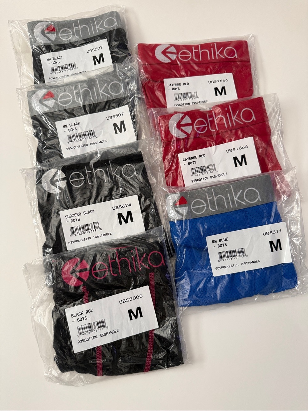 ETHIKA BOYS HUGE LOT OF 7 STAPLE SZ Medium- Black, Blue, Red